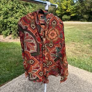 Premise Studio Paisley Blouse - Multicolor Boho Top - M